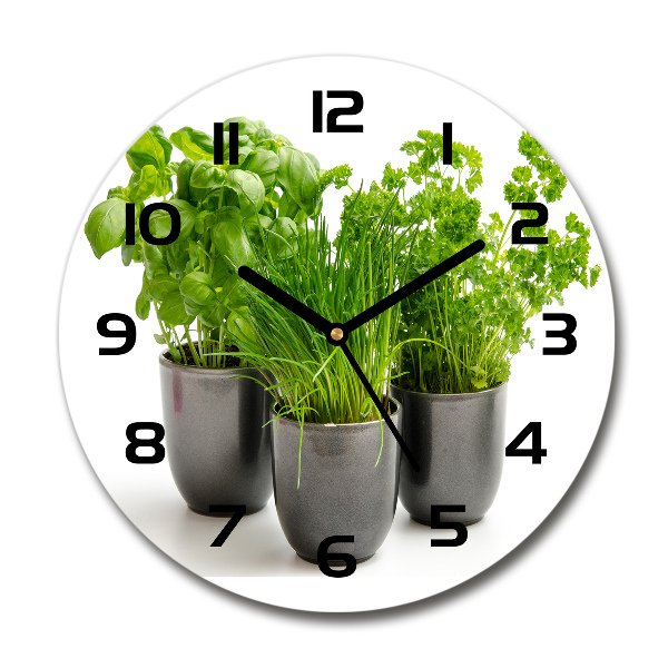 Orologio rotondo con motivo di erbe aromatiche in vaso