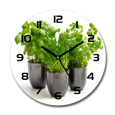 Orologio rotondo con motivo di erbe aromatiche in vaso