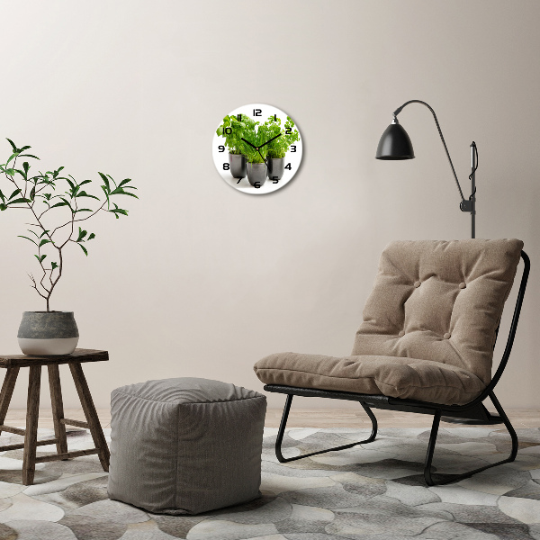 Orologio rotondo con motivo di erbe aromatiche in vaso