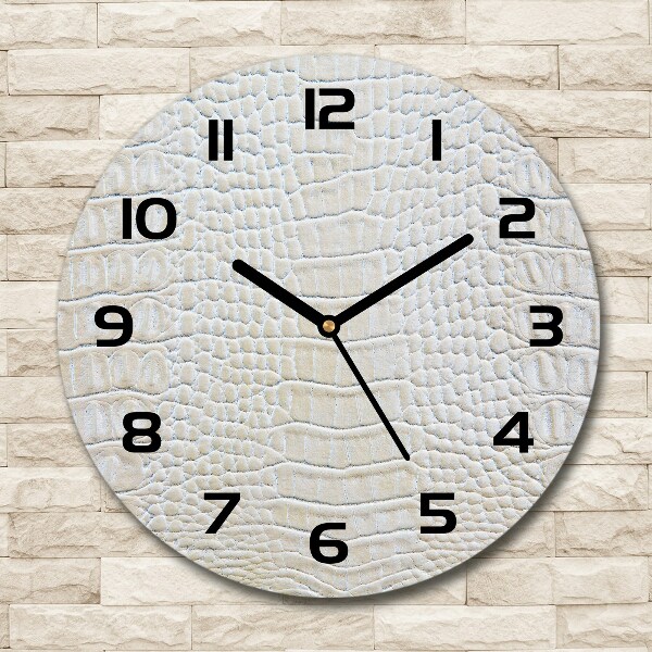 Orologio rotondo in vetro con cinturino in pelle di coccodrillo