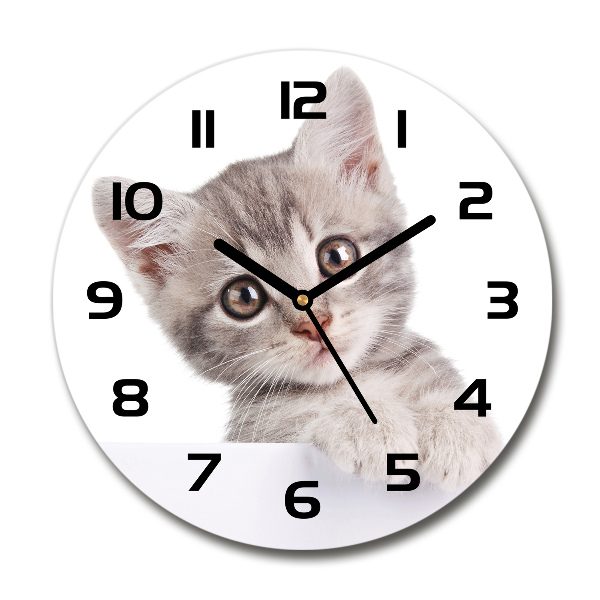 Orologio rotondo con motivo di gatto grigio