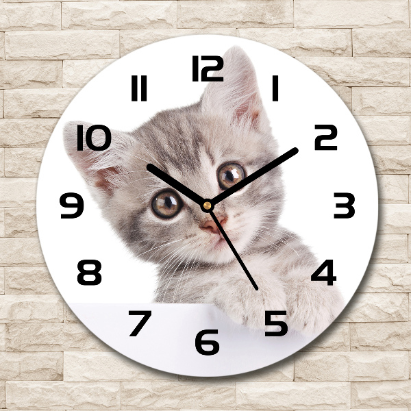 Orologio rotondo con motivo di gatto grigio
