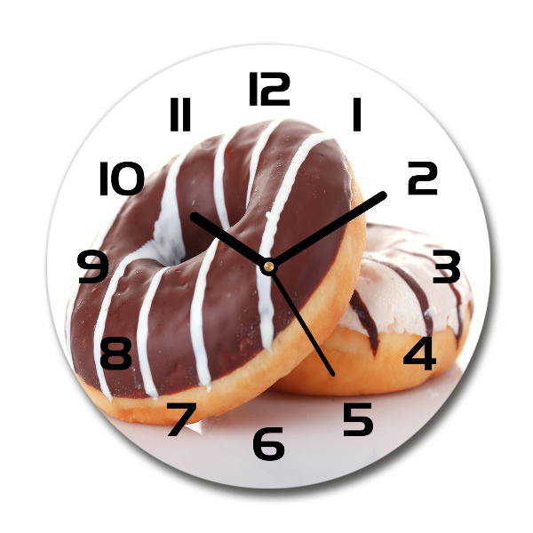 Orologio da parete rotondo con motivo a ciambelle al cioccolato