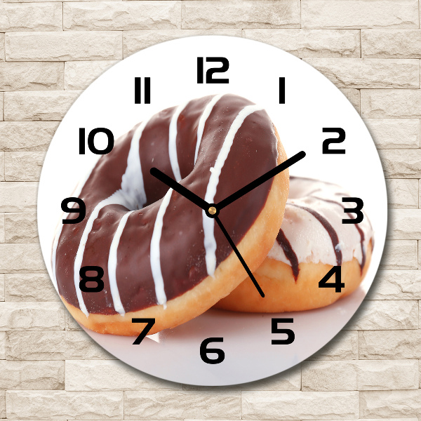 Orologio da parete rotondo con motivo a ciambelle al cioccolato