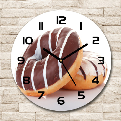 Orologio da parete rotondo con motivo a ciambelle al cioccolato