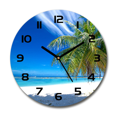 Orologio rotondo in vetro con motivo spiaggia tropicale