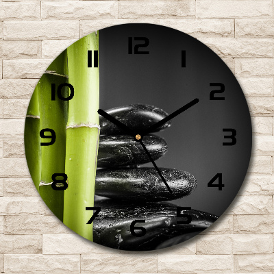 Orologio da parete rotondo con cornice in bambù