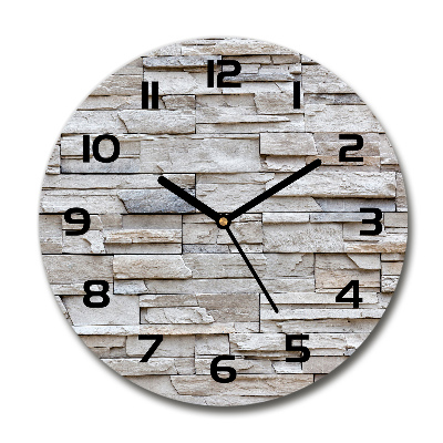 Orologio rotondo in vetro con motivo effetto muro di pietra