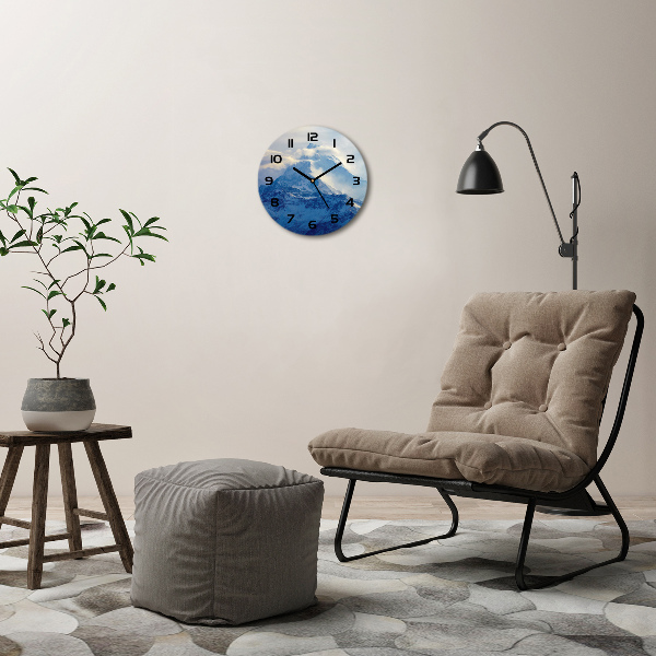 Orologio rotondo in vetro con motivo Cima della montagna