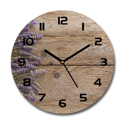 Orologio rotondo con la stampa di lavanda su sfondo effetto legno