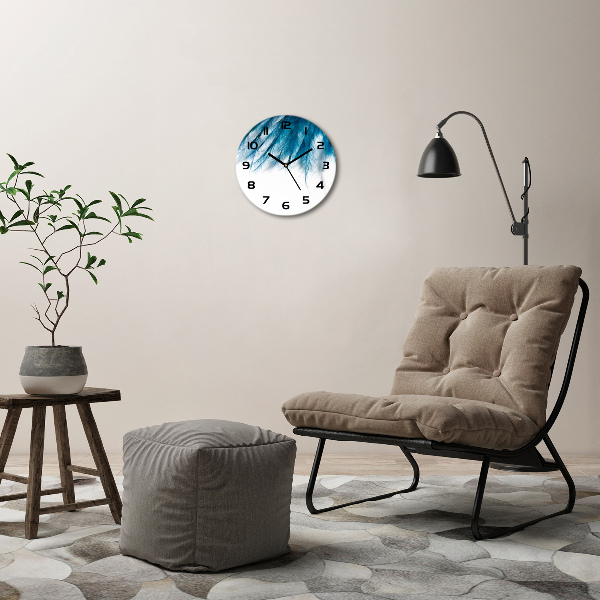 Orologio rotondo con motivo di piume blu