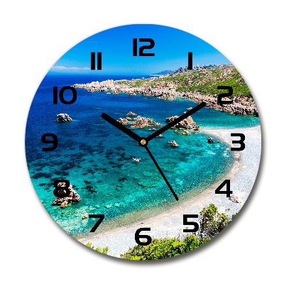 Orologio rotondo in vetro con motivo 'Baia di mare'