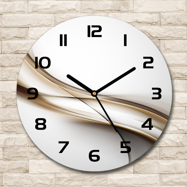 Orologio rotondo in vetro con motivo a onde marroni