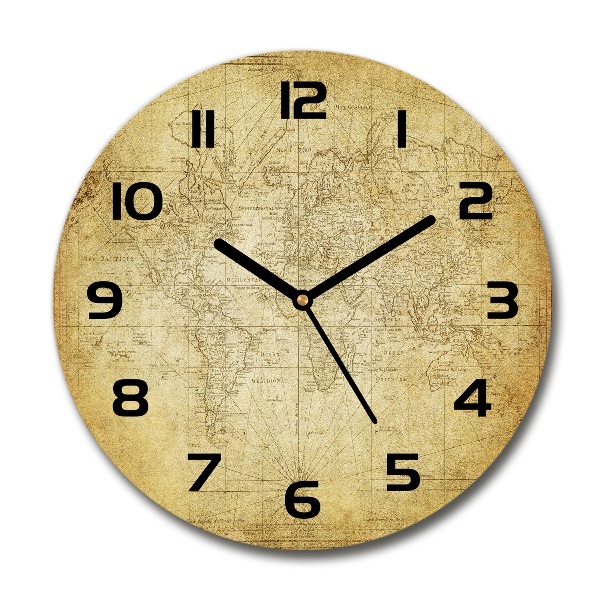 Orologio rotondo con quadrante decorato con una vecchia mappa del mondo