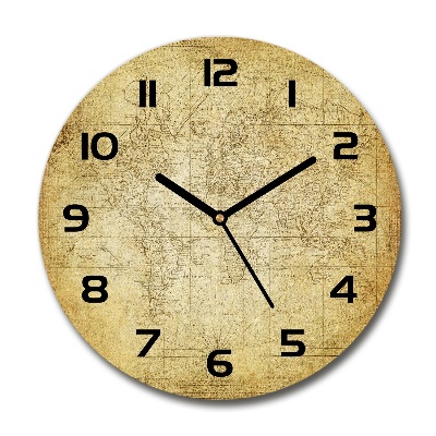 Orologio rotondo con quadrante decorato con una vecchia mappa del mondo