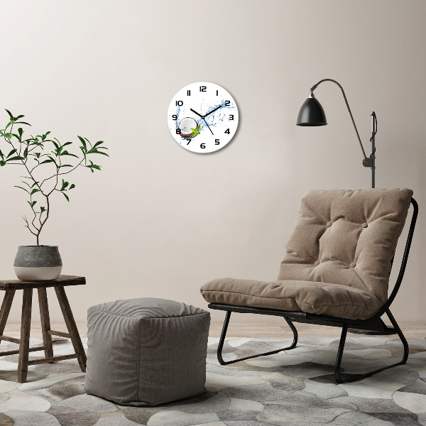 Orologio da parete rotondo con motivo ispirato al cocco e all'acqua