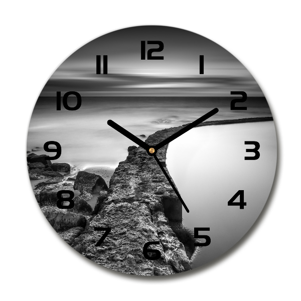 Orologio rotondo con motivo spiaggia rocciosa