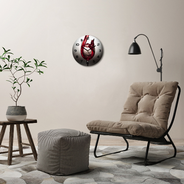 Orologio rotondo in vetro in colore rosso vino
