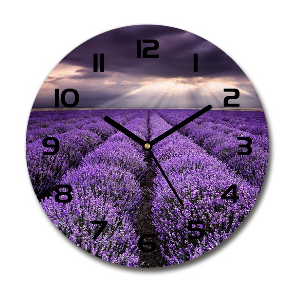 Orologio da parete rotondo con motivo di campo di lavanda
