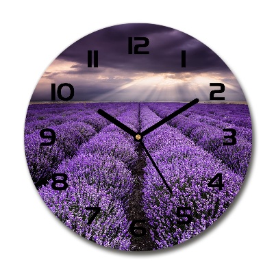 Orologio da parete rotondo con motivo di campo di lavanda