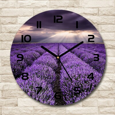 Orologio da parete rotondo con motivo di campo di lavanda