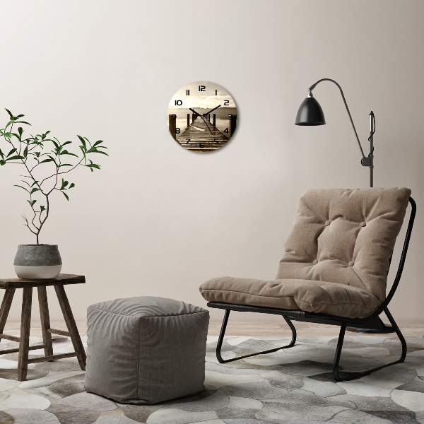 Orologio rotondo con molo decorativo in legno