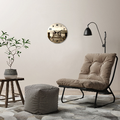 Orologio rotondo con molo decorativo in legno