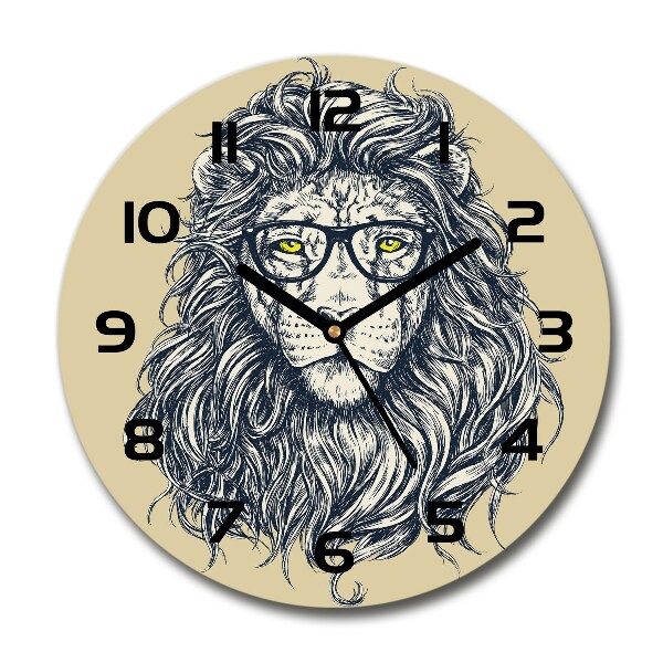 Orologio rotondo in vetro con decorazione a leone in stile hipster