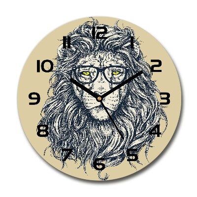 Orologio rotondo in vetro con decorazione a leone in stile hipster