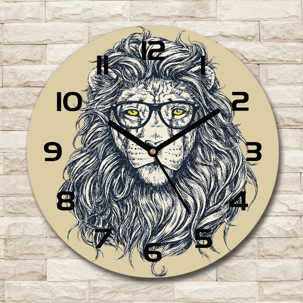Orologio rotondo in vetro con decorazione a leone in stile hipster
