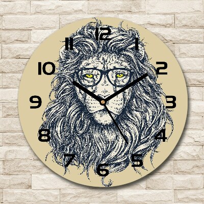 Orologio rotondo in vetro con decorazione a leone in stile hipster