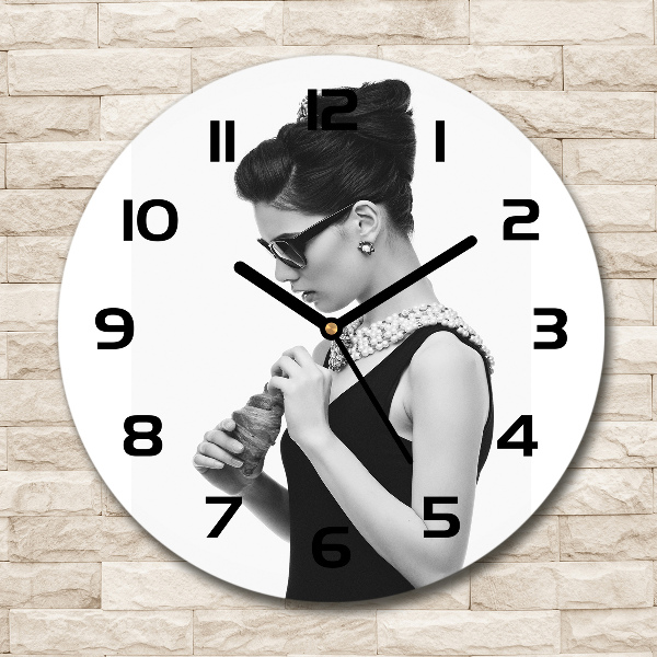 Orologio rotondo in vetro da donna con quadrante decorato a motivo 