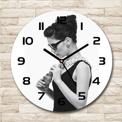 Orologio rotondo in vetro da donna con quadrante decorato a motivo 