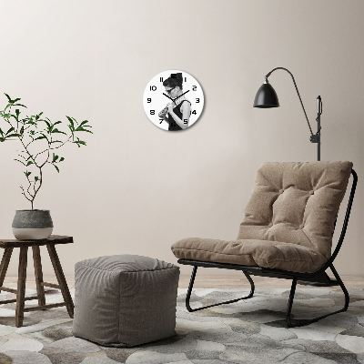 Orologio rotondo in vetro da donna con quadrante decorato a motivo 