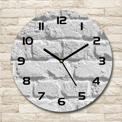 Orologio rotondo in vetro con motivo a muro di mattoni