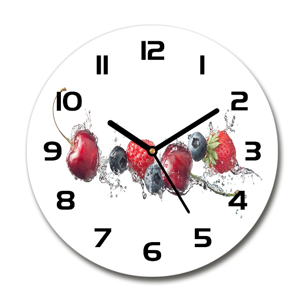 Orologio rotondo in vetro con quadrante a tema frutti di bosco