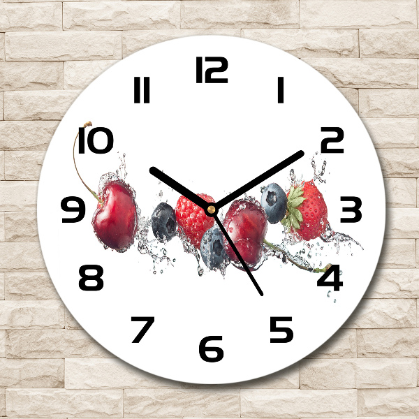Orologio rotondo in vetro con quadrante a tema frutti di bosco