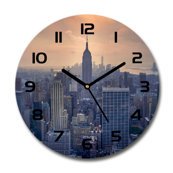 Orologio rotondo in vetro con motivo Manhattan, New York