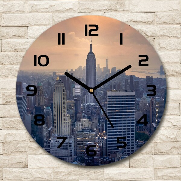 Orologio rotondo in vetro con motivo Manhattan, New York