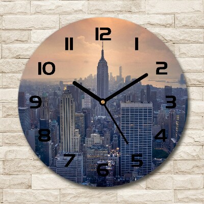 Orologio rotondo in vetro con motivo Manhattan, New York