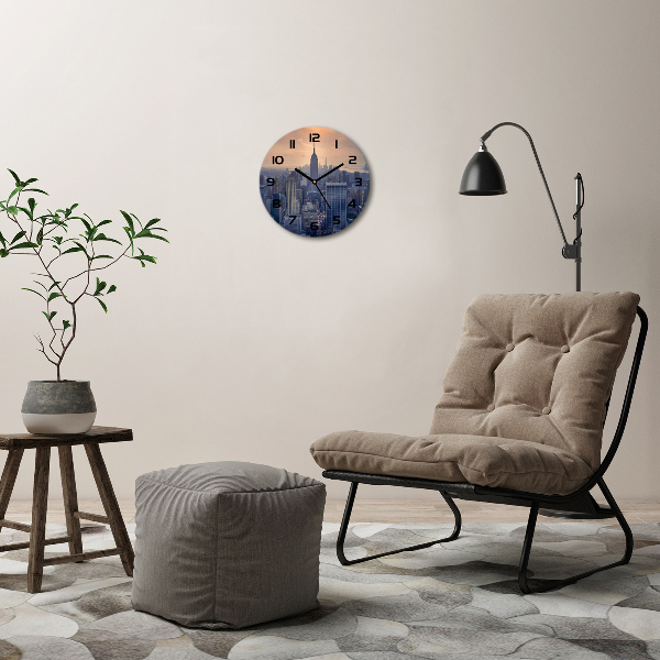 Orologio rotondo in vetro con motivo Manhattan, New York