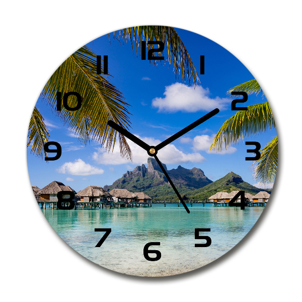 Orologio rotondo con motivo di palme ispirato a Bora Bora
