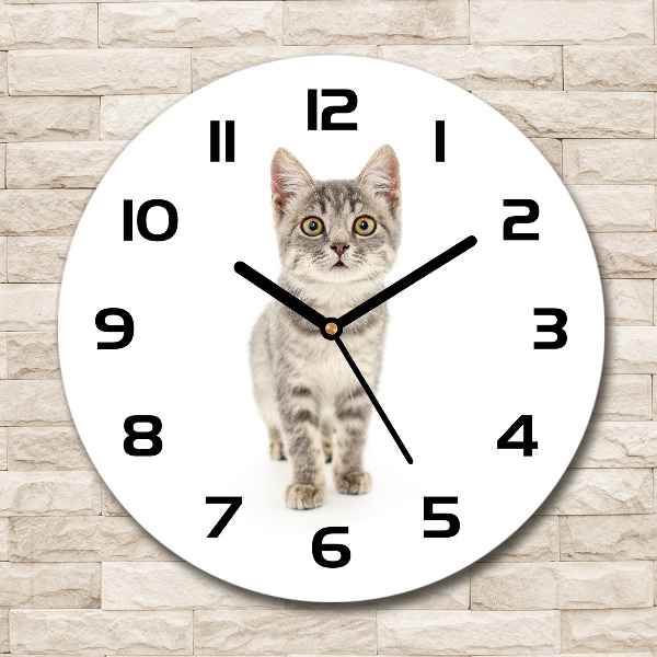 Orologio rotondo con motivo di gatto grigio