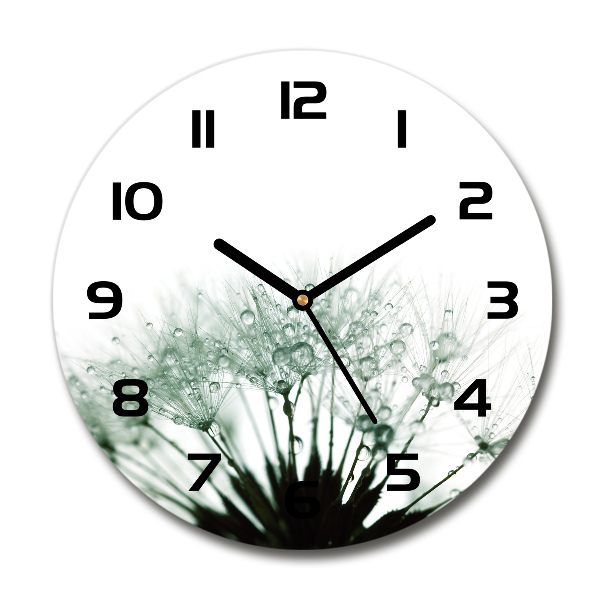 Orologio rotondo in vetro con quadrante decorato con semi di tarassaco