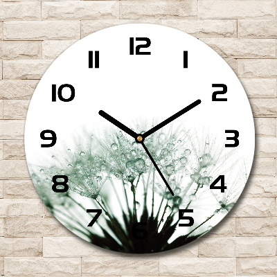 Orologio rotondo in vetro con quadrante decorato con semi di tarassaco