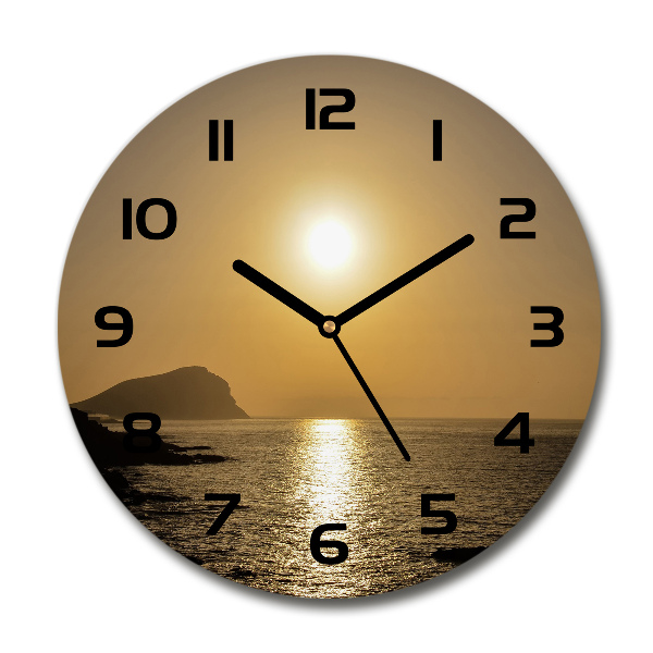 Orologio rotondo con quadrante ispirato al mare al tramonto