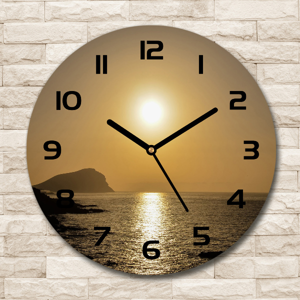 Orologio rotondo con quadrante ispirato al mare al tramonto