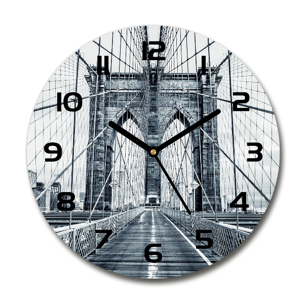 Orologio rotondo in vetro con stampa del Ponte di Brooklyn