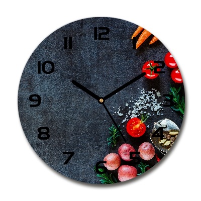 Orologio rotondo con quadrante indicante gli ingredienti