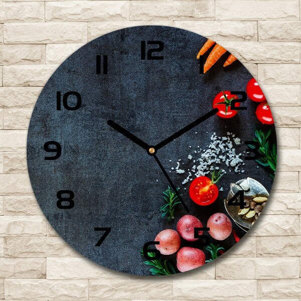 Orologio rotondo con quadrante indicante gli ingredienti